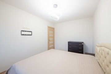 Modern Minimalist Bedroom With Comfortable Bed and Stylish Furniture