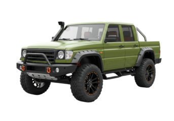 Isolated Green 4x4 Off-Road Truck Ready for Adventure on Back Roads and Trails