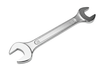 Isolated silver metal wrench, tool for repair, mechanical, or construction projects