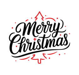 “Modern Merry Christmas Tree Typography”