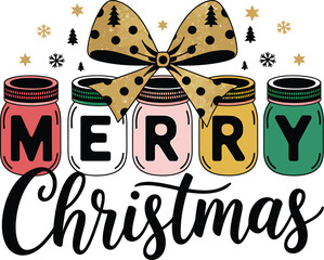 Colorful Jar Merry Christmas Bow”