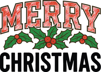 “Holly Berry Merry Christmas Typography”