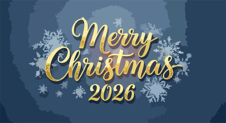 Neon Merry Christmas 2026 Typography Vector