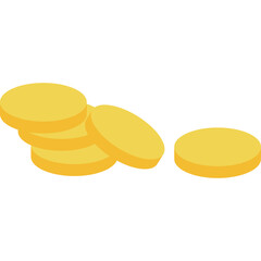Stack Of Golden Coins Isolated On White Background Representing Wealth And Finance With A Single Coin Placed Separately