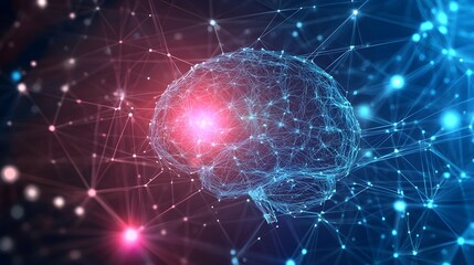 Abstract Brain Network Red Blue Connections neural