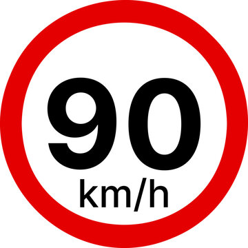 90 kmh highway speed limits. Road speed limit signs. 90 km speed limit sign. Ten kilometers per hour speed limit.