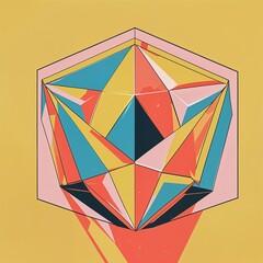 Dodecagon on plain yellow background graphic design pop art