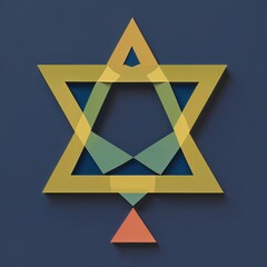 Hexagram shape on plain navy blue background graphic design pop art