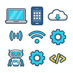 Flat vector health and wellness icons in cute cartoon style