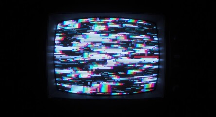 Vintage TV screen with glitch effect