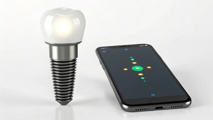 Smart light bulb and smartphone showcase modern technology integration for lighting control.
