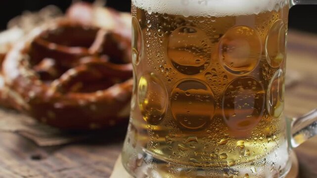 Crisp Beer  Pretzel - A Close-Up Look at Bavarian Delights.