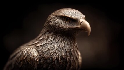 Close-up of a Metallic Eagle Sculpture Showing Power