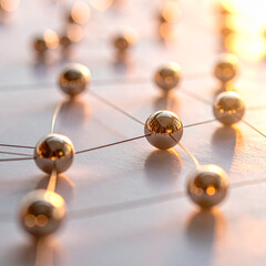 Golden Network Connection Abstract Structure