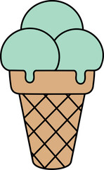 Mint ice cream cone sweet treat summer dessert vector