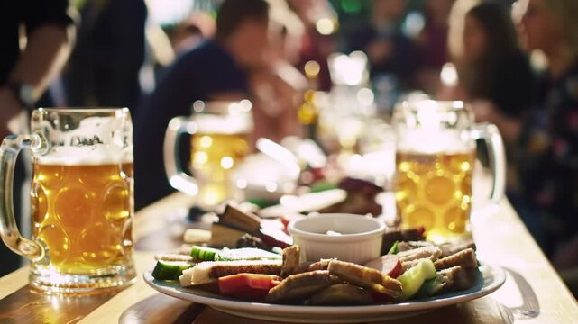 Outdoor Beer Garden Feast - Bavarian Style.