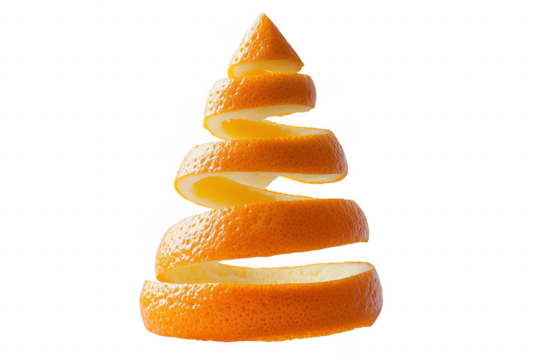 Orange peel spiral isolated on a transparent background