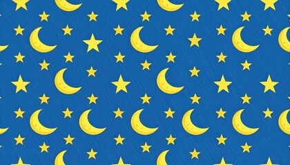 Celestial blue background with stars crescents vibrant blue field showcasing golden stars and crescent shapes