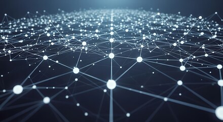 Abstract digital network of glowing nodes and connections