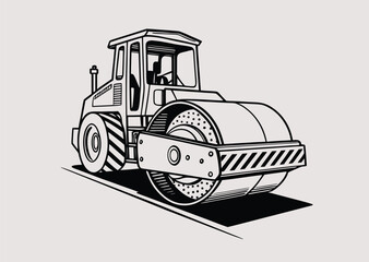 Road Rollers Black vector icon and Silhouette Vector