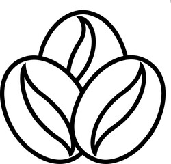 Simple outline illustration of coffee beans on a white backdrop