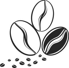 Simple black silhouette of coffee beans on a white background icon