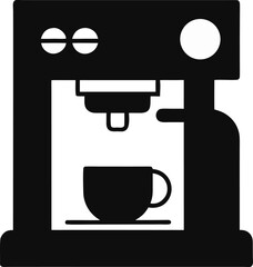 Simple black silhouette of a coffee machine on a white background