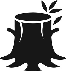Simple tree stump silhouette icon on a plain white background