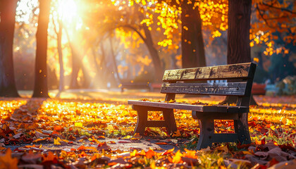 Bench in Autumn Park