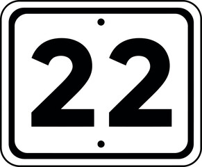 Number 22 highway marker sign modern simple vector graphic vector