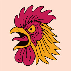 Obraz premium Bold Cartoon Rooster Head with Vibrant Colors