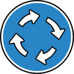 Roundabout traffic sign circular arrows symbol vector
