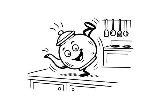 dancing teapot cartoon in kitchen clip art preview
