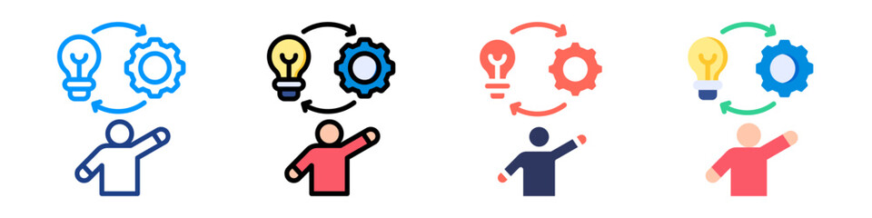 Innovation Initiatives Icon Set Multiple Style Color Vector Illustration 