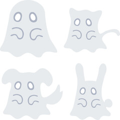 손모은유령모음_고양이_강아지_토끼_고스트_할로윈_핼러윈