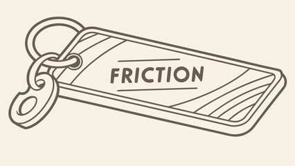 Illustration of a keychain with the word friction and curved lines on a light background color tone