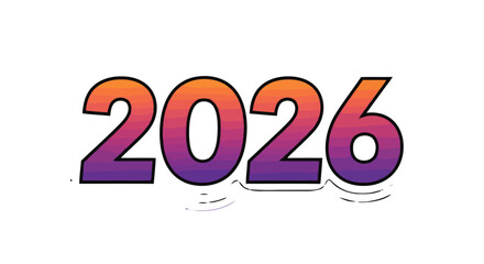 Bold typography the year 2026 with vibrant gradient