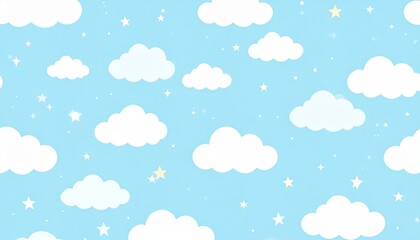 Blue sky night white clouds stars background scene serene blue background featuring white clouds twinkling stars