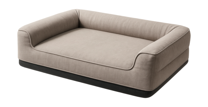 Orthopedic dog bed with a non-slip base, ideal for tiled or hardwood floors.