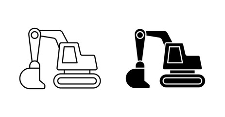 excavator icon - outline and glyph style
