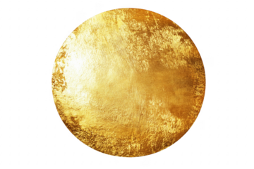 Textured golden circle against black isolated on a transparent background