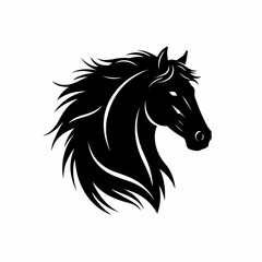 Elegant Silhouette Horse Head Illustration Majestic Wild Animal Artwork Design