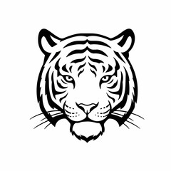 Simple Black and White Tiger Head Illustration Wild Animal Graphic