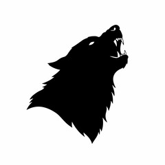 Silhouette Roaring Wolf Head Wild Animal Predatory Mammal Illustration Graphic