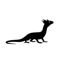 Simple Silhouette Mythical Dragon Side View Creative Imagination Illustration