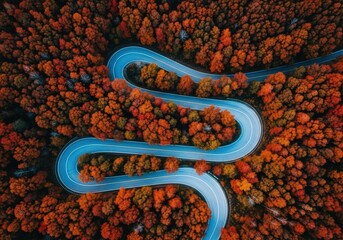 A winding road with trees in the background