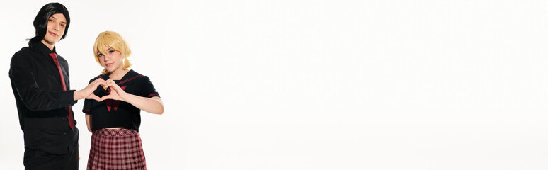 Young couples cosplay display of affection and anime inspired fashion