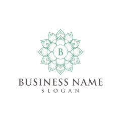 Letter B flower lotus leaves blooming logo design. pattern icon vector template.