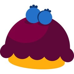 Cute Blueberry Muffin With Purple Frosting And Yellow Base Vector Art Minimalist Style Perfect For Food Related Design Projects