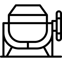 Concrete Mixer Icon Outline Black And White Construction Equipment Symbol With Transparent Background